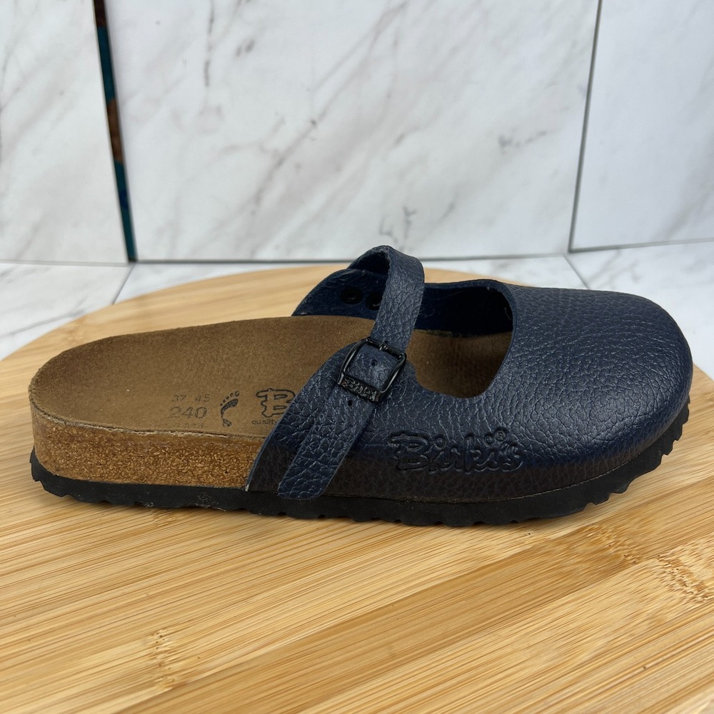 Birki's Birkenstock Womens Size 6 EU 37 Mary Jane Navy Blue Pebbled Leather Shoe